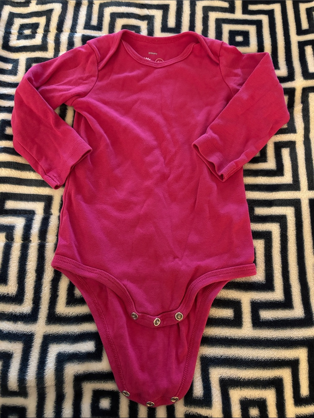 Primary Long Sleeve One-Piece in Bright Fuchsia